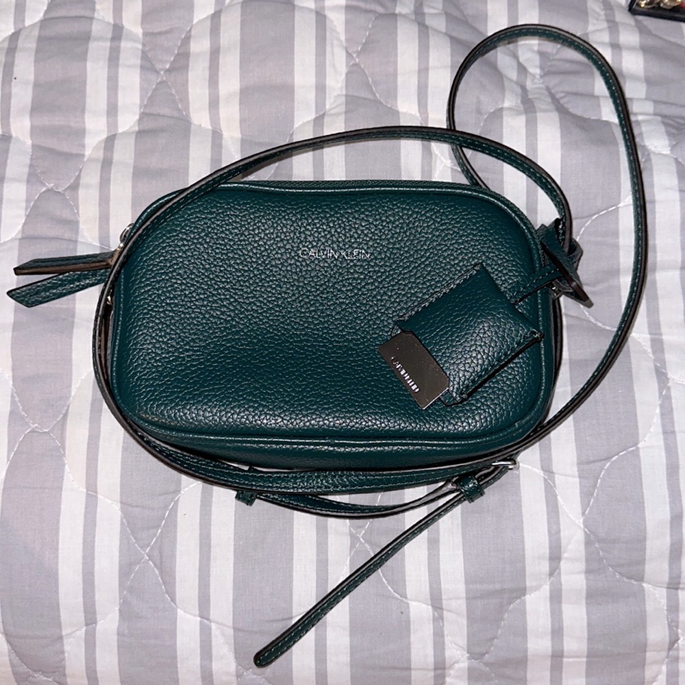 Calvin Klein doubled zipper crossbody leather bag